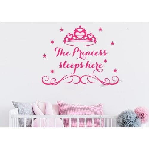 Princess Room Lovely Decor Wall Decals Crown Many Little Stars Vinyl Wall Stickers for Girls Room Playroom Mural Posters A317