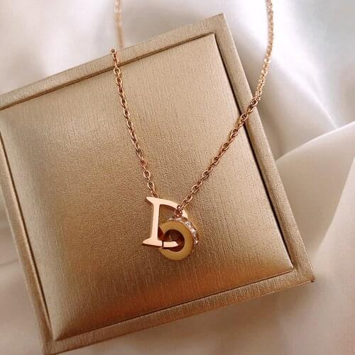 Fashion Titanium Steel Letter D Necklace for Women Top Designer Creative Luxury Jewelry High Quality Inlaid with AAA Zircon Gift