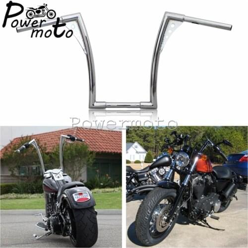 16" Rise 1-1/4" Motorcycle Chrome APE Hanger Handlebars For Harley Custom Softail FLST FXST Sportster XL Dyna Touring Cafe Racer