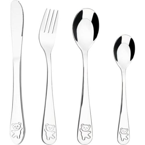 18/10 Stainless Steel Cutlery Set Teaspoon Spoons Fork Set Baby Feeding Spoons Kids Dinnerware Baby Silverware Accessories Set