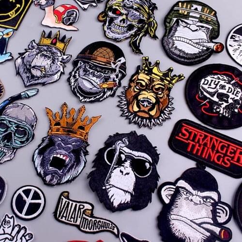 Gorilla Snail Patch For Clothing Iron On Embroidered Patches For Clothing Appliques For Diy T-shirt Badges Punk/skull Patches