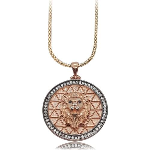 NEW Trendy 925 Silver Necklace Turkish Jewelry King Lion Birthday Gift Zircon, Fashion Women Horoscope Zodiac Style Luxury