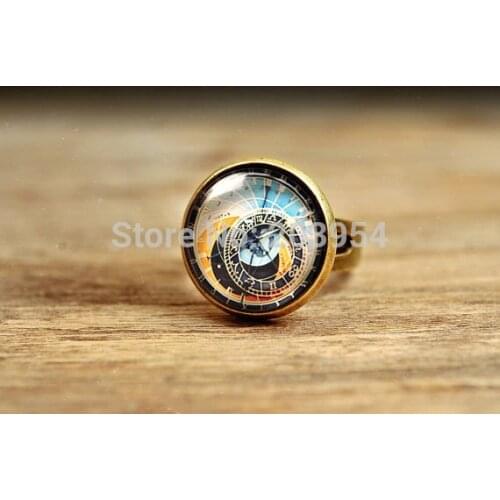 Wholesale 12pcs Astronomical Adjustable ring brass pendant men women fashion vintage steampunk new xmas gift