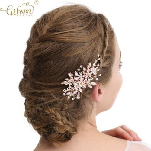 Rose Gold Color Hair Comb Bridal Jewelry Clip Hair Accessories Charming Wedding Side Comb Hairpiece