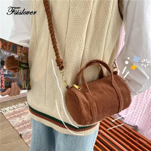 Retro Corduroy Handbags Womens Bags for Woman 2021 Womens Crossbody Bags Purse Clutch Phone Wallet Shoulder Bag