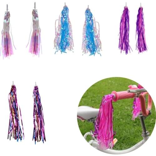 28cm Childrens Bike Handlebar Streamers /Bicycle Grips Sparkle Retro Pom Pom Tassels for Kids Bike 5 Color