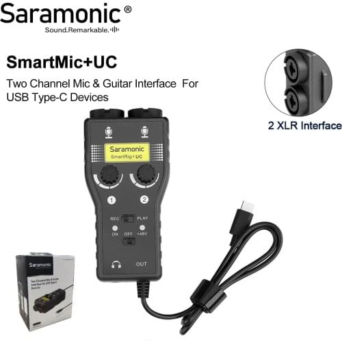 Saramonic SmartRig+ UC 2-Track XLR & 3.5mm Microphone Mixer + Guitar Audio Interface for USB Type-C Devices