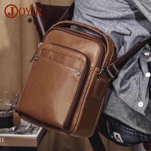 JOYIR Mens Crossbody Shoulder Bags High Quality Genuine Leather Messenger Bags Cowhide Flap Tote Bag Handbag 2021 New