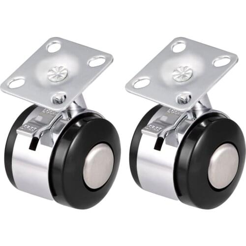 Uxcell Office Chair Casters Alloy Plastic 1.5 Inch Twin Wheel,Top Plate Mount Swivel Caster 1.5in w Brake 2pcs
