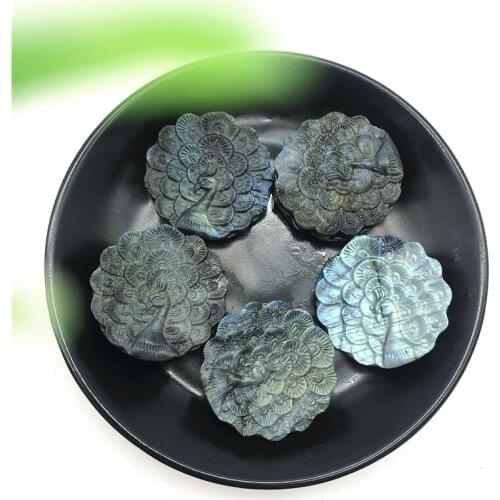 1PC Natural Labradorite Peacock Shaped Crystal Stones Hand Carved Crystal Animal Healing Decor Natural Stones and Minerals