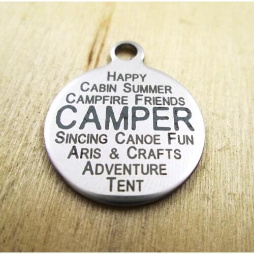 10pcs/lot-C A M P E R stainless steel charms - Laser Engraved - Customized - DIY Charms Pendants