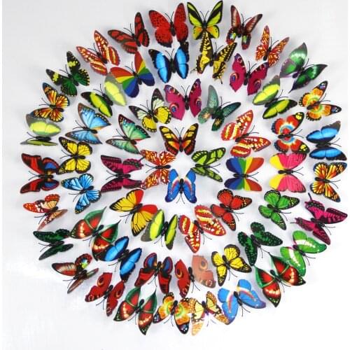100pcs White 3D PVC Flower Butterfly Wall Stickers For Girl Kids Baby Rooms Kitchen Home Decoration Adhesive to Wall