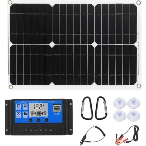 180W Portable Solar Panel Kit 12V Battery Charger with 100A LCD Controller Dual USB Port for Mobile Phone Caravan Van