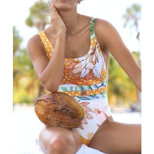 2021 Sexy Floral Print One Piece Swimsuit Women Swimwear Monokini Bathing Suits Beach Wear body sexy mujer микро бикини
