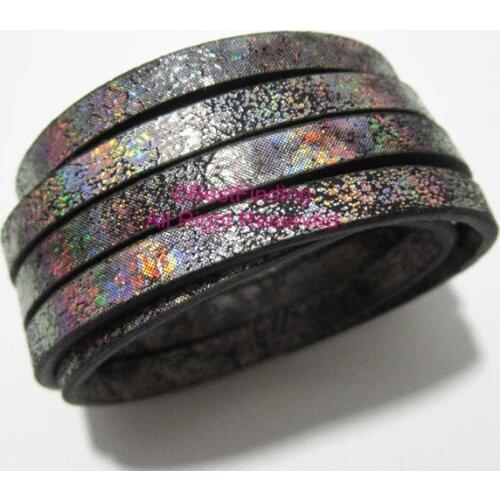 5x2mm Metallic gorgeous black break leather cord 5mm Flat leather cord