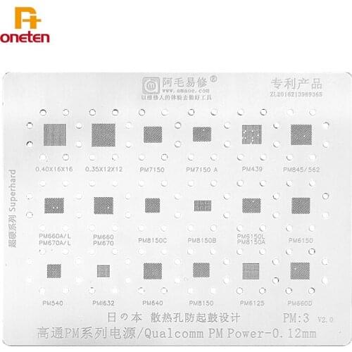 Amaoe BGA Reballing Stencil PM3 For PM6150 PM540 PMI632 PM640 PM8150 PM6125 PM660D Qualcomm Power IC Tin Plant Net