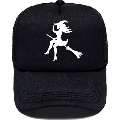 Witch Sexy Whitch On A Broomstick figure Print Baseball Cap Men Women Parent-child Hats Mesh Visor Outdoor Sun Hat