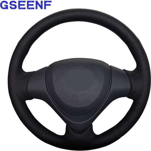 Car Steering Wheel Cover For Suzuki Jimny 2015-2018 Alto 2016-2018 Black Hand-Stitched Genuine Leather