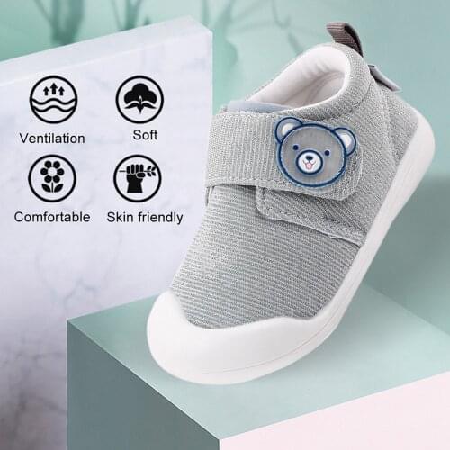 Baby Shoes Prewalkers Non-Slip Cartoon Bear Toddlers First Steps for Girls Boys Size 14/16 Breathable