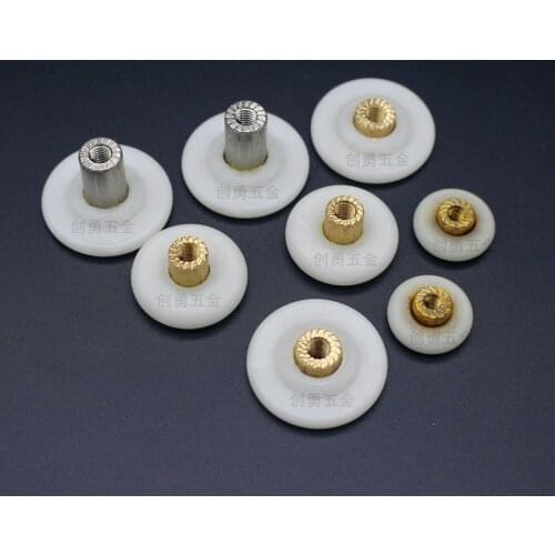 Diameter:18mm Shower glass sliding door hanging wheels Copper core bathroom sliding door pulley bearing nylon wheel