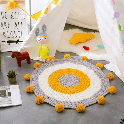 EHOMEBUY Childrens Rugs for Room Living Room Round Carpet in The Nursery Bedroom Rug Hand Made Acrylic 80CM Floor Mat