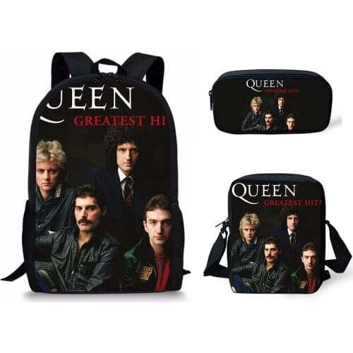 HaoYun 3Pcs/set Students Bookbag Queen Band Bohemian Rhapsody Printing Kids Custom Children School Bags Large Shoulder Backpack
