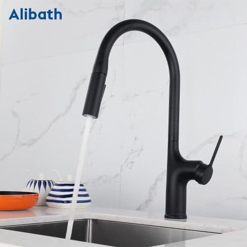 Kitchen Faucets Chrome Black Single Handle Pull Out Kitchen Tap Single Hole Handle Swivel 360 Degree Water Mixer Tap Mixer Tap
