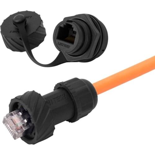 Lshitech High Sealed 1A Outdoor LAN Cable Waterproof IP67 Industrial Car Ethernet RJ45 Connector CAT5 Signal Adapter Plug Socket