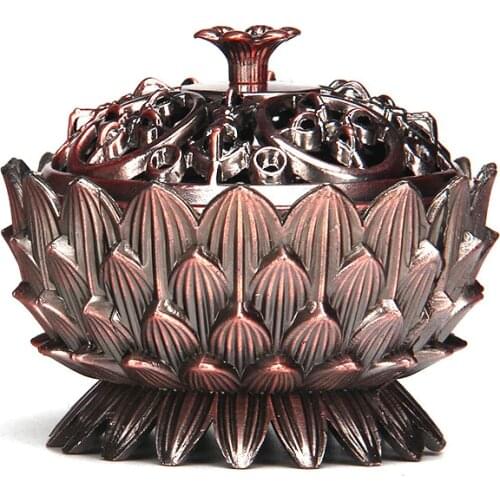 T Hot Sale Incense Burner Metal Engraved Pattern Golden Lotus Burner Small Incense Base Optional Mini Copper Gourd Incense Base