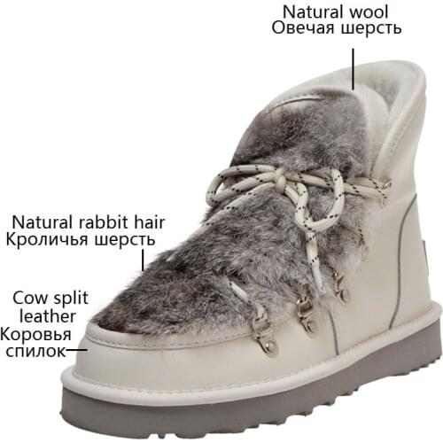 Women Wool Boots Sweet style Girls Winter Flat Ankle Boots Women Fluffy Shoes Comfortable Femmes Bottes Chaussure Femme.Black