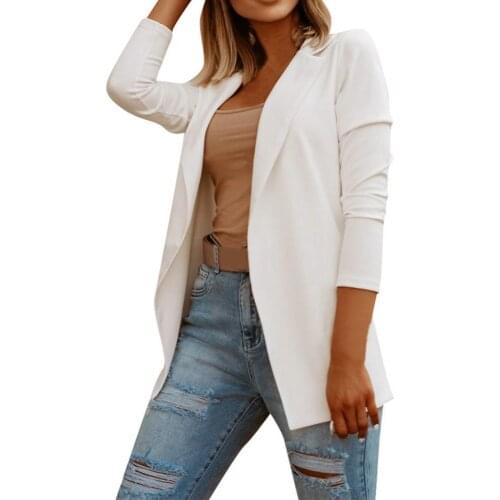 Fashion Women Blazer Clothing Open Front Blazer Solid Color Lapel Slim Cardigan Blazer Jacket Office Suit Coat костюм женский