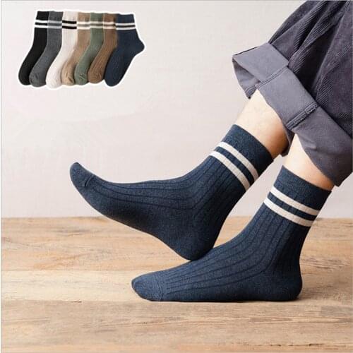 Socks Men Spring and Summer New Korean Style Trend All-match Socks Breathable Vertical Strips Mens Cotton Socks Stockings