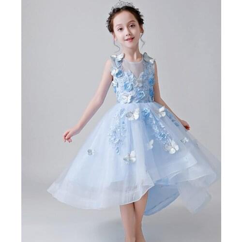 Elegant Kids Appliques Lace Flower Girls Dress Pageant Party Wedding Ball Gown Prom Princess Formal Occassion Girl Summer Dress