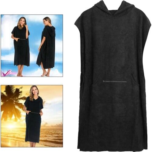 Pure Cotton Hooded Beach Towel Wetsuit Changing Towel Hooded Poncho Robe Quick-Drying Swimming Towel for Women Men