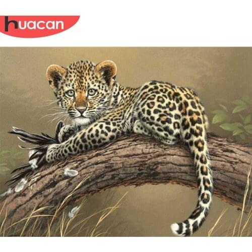 HUACAN Full Square/Round Diamond Painting 5d Leopard DIY Diamond Embroidery Cross Stitch Animal Mosaic Needlework Wall Art