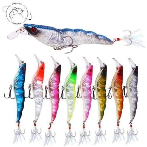 Sea Fishing Lure 8Color Artificial Sinking Plastic Shrimp Hard Bait 3D Eyes 13.6g/15cm Bionic Bait Fishing Gear Lake Sea