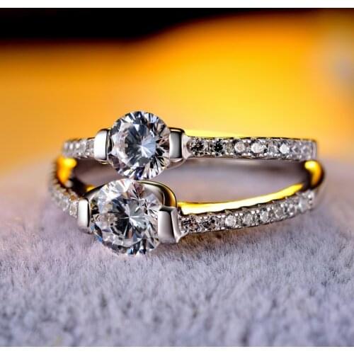 Luxury Female Crystal Lab Diamond Stone Ring 100% 925 Sterling Silver Engagement Ring Vintage Solitaire Wedding Rings For Women