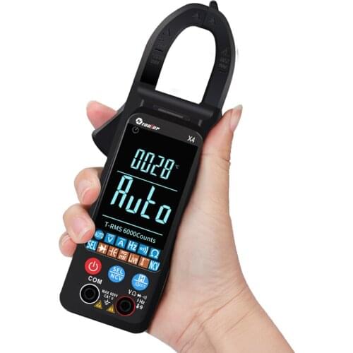 TOOLTOP Handheld Clamp Meter 6000 Counts NCV AC Voltage Current Continuity Resistance Diode Frequency Multi-function Clamp Meter