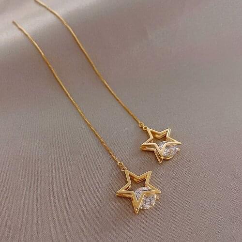RUIYI Five pointed star ear line earrings with Korean style(E0350)