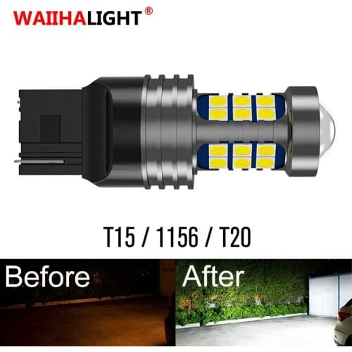 1x W16W T15 1156 P21W BA15S 7440 W21W WY21W LED Bulbs 3030 27SMD Canbus Backup Light 921 912 Car Reverse Lamp Xenon White 12V