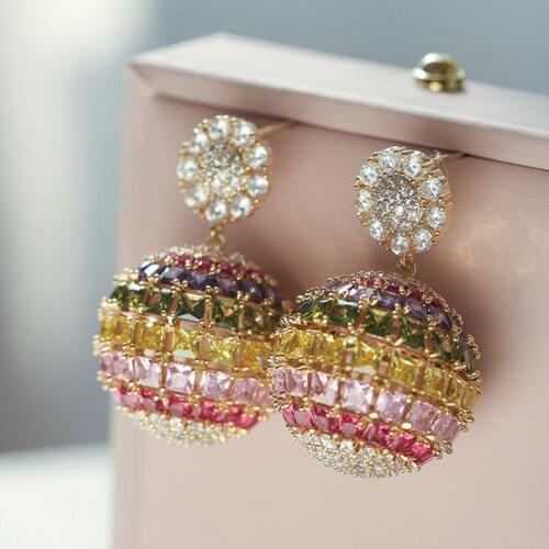 AAA + Quality New Luxury S925 Sterling Silver Earrings Colorful Fancy Zirconia Charms Drop Earrings For Women