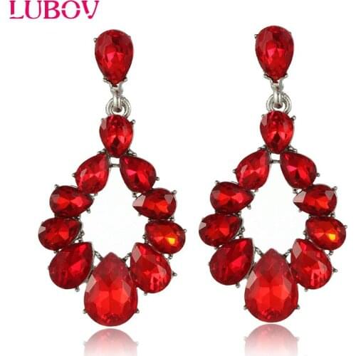LUBOV Colorful Crystal Stone Drop Earrings Trendy Waterdrop Crystal Pendant Dangle Earrings Women Jewelry 2018 New