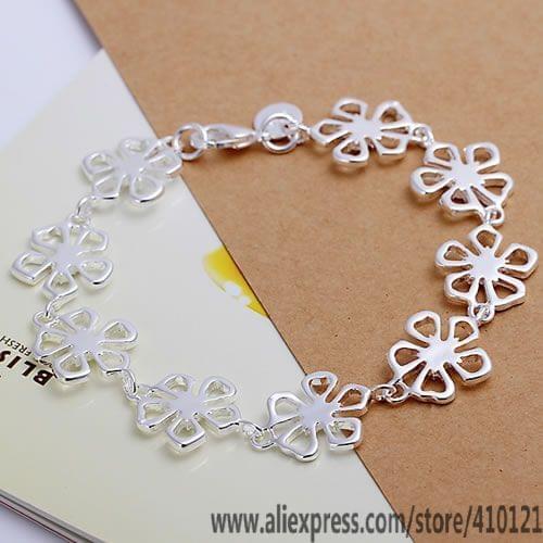 DT-H169 Hot Sale 925 Sterling Silver Bridal Jewelry Bracelets for Women,Wholesale Christmas Gift Charm Fashion Flower Bracelet