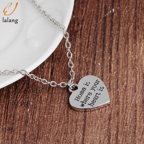 Women Pendant Necklace Alloy Heart Pendant Necklace "Home Is Where Heart is" Pendant Necklace For Women Jewelry