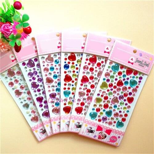 1 Sheet Glitter Heart Style Crystal Jewel Diamond Sticker DIY 3D Crystal Rhinestones Stickers Self Adhesive Sticker 10*14CM