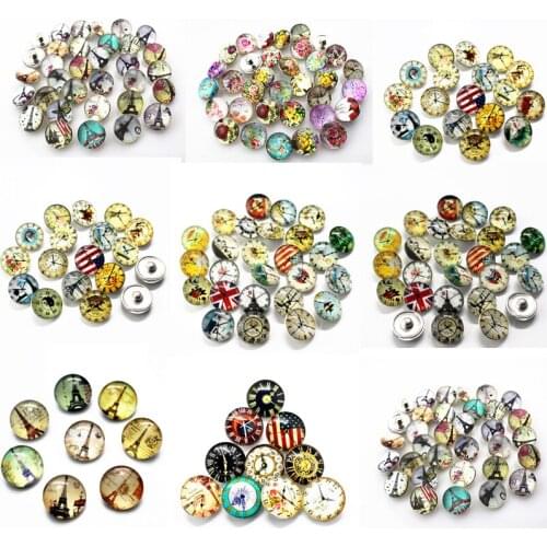 10pcs/lot Glass horologe Architecture Snaps Buttons 18mm Snaps Charms Fit Ginger Snaps Bracelets&Bangles Jewelry