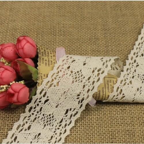 10yards/lot 5cm Free Shipping Lace Ribbon Off White Decorative Cotton Trim Torchon Lace Crochet Cotton Lace Trim Z118
