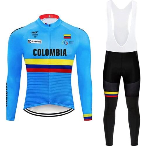 2019 Pro Team Colombia Cycling Jersey 9D Set Bicycle Clothes Bike Clothing Ropa Ciclismo MTB Breathable Mens Long Cycling Wear