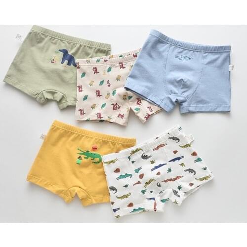 5Pcs/lot Girls Boys Cotton Boxer Briefs Girl Panties Boys Boxer Shorts Childrens Panties Kids Underwear For 2-14 Years BU061
