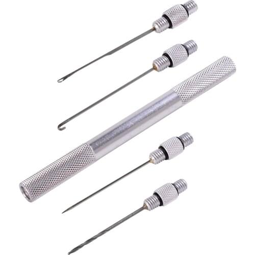 5 in 1 Set Carp Fishing Rigging Bait Needle Tool Fish Drill Tackle Bait Boilie Drill Stringer Needle Nonslip Aluminum Alloy